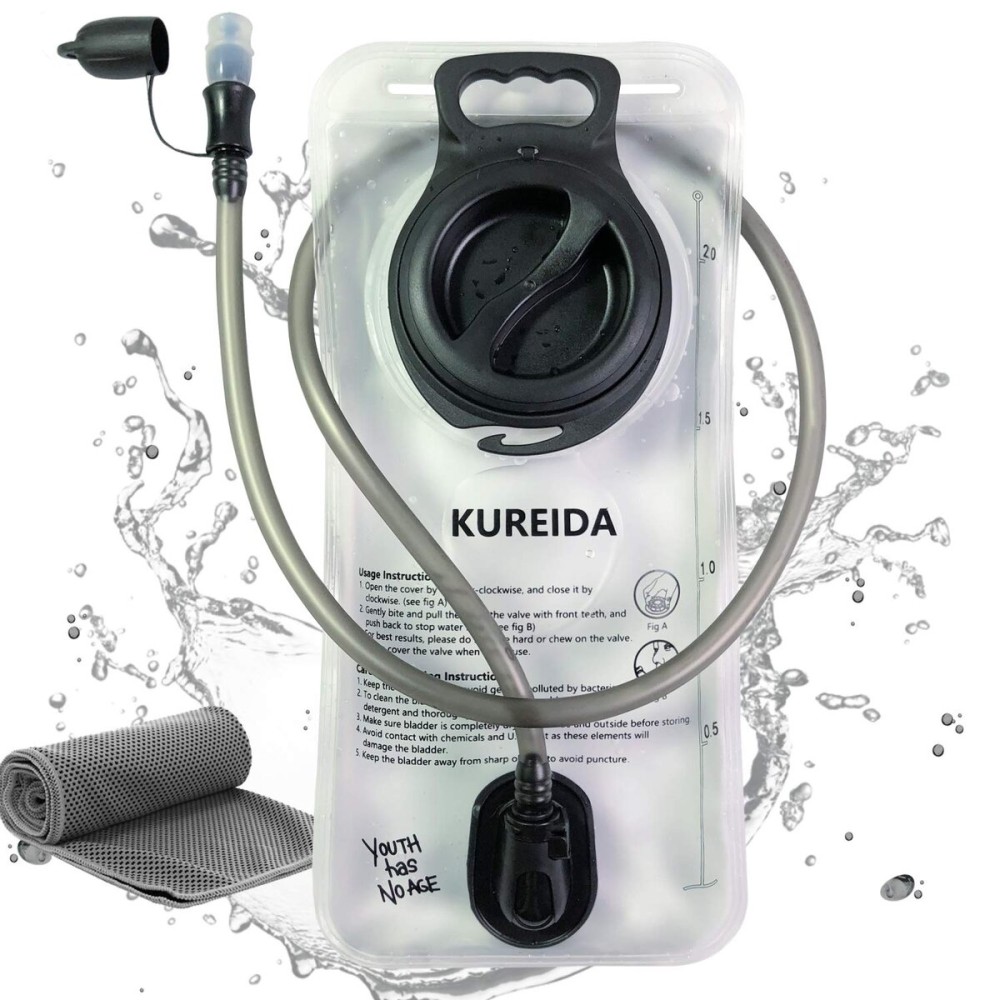KUREIDA Hydration Bladder 3 Liter Leak Proof Water Reservoir,BPA Free,Wide Opening,Military Water Bladder Combined with Hydration Backpacks for Biking Hiking Running Camping Climbing.White