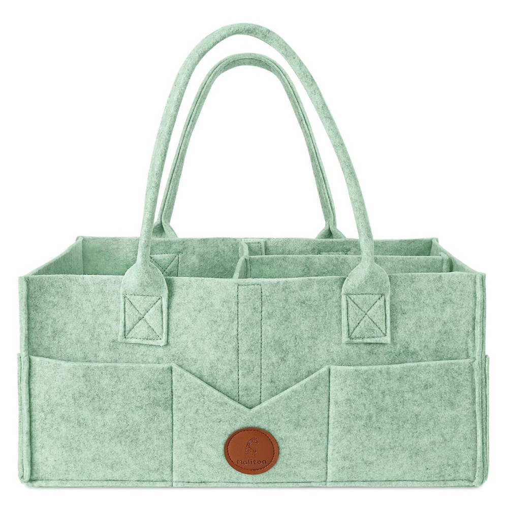 Maliton Baby Diaper Caddy, Nursery Storage Bin & Car Organizer with Handle, Large Felt Bag for Newborn essentials Boy or Girl, Changing Table Organizer for Baby Stuff, 15 x 9 x 7Baby Shower Basket