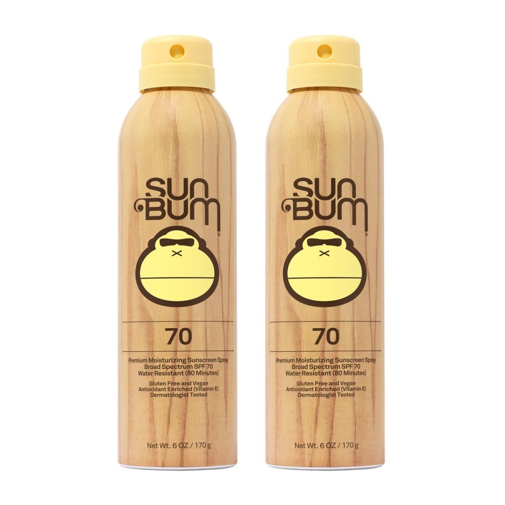 Sun Bum Original SPF 70 Sunscreen Body Spray - Broad Spectrum Moisturizing Sunscreen with Vitamin E - Hawaii 104 Act Compliant (Made without Octinoxate & Oxybenzone) - 6 oz (Pack of 2)