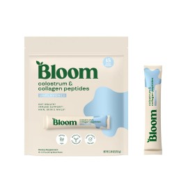 Bloom Nutrition Bovine Colostrum Powder Packet, Gut Health, Immune Support, Hair Growth & Beauty Supplement, Gluten Free, Sugar Free | Unflavored, 15 Servings