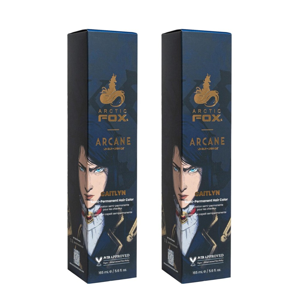 Arctic Fox Semi Permanent Hair Dye, Vegan & Cruelty Free, Deep Navy Blue, Ammonia Free, Fade Resistant, Arcane Caitlyn, For All Hair Types, 5.6 Fl Oz (Pack of 2)