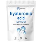 Micro Ingredients Hyaluronic Acid Serum Powder, 50 Grams | Low Molecular Weight, Cosmetics Grade | Skin Hydration and Moisture Support Supplements | Vegan, Water Soluble (Within 2 Hours)