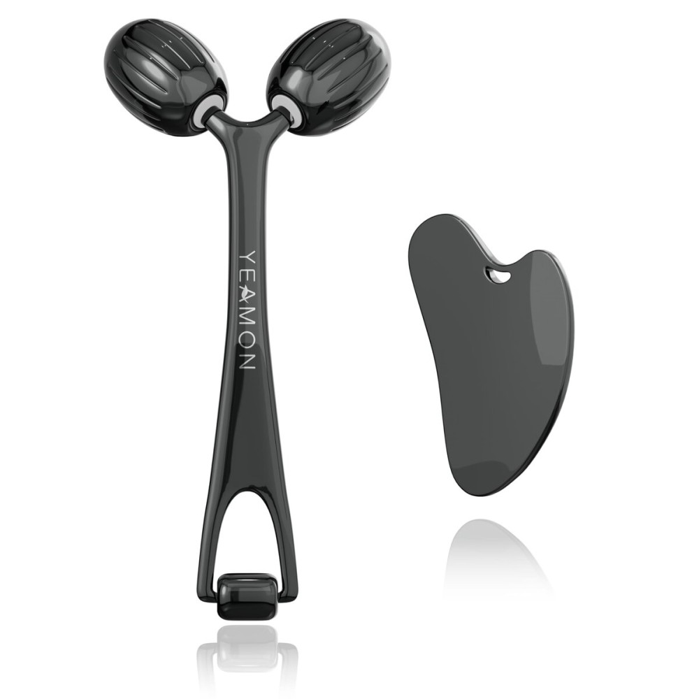 Yeamon Gua Sha Facial Tools and Face Roller Set, Facial Massage Tool for Womens Skincare Routine,Cooling Stainless Steel Face Sculpting Eyes Roller Guasha for Daily Use or Self-Care Gift for Women