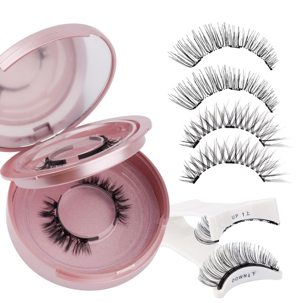 2-Pairs Magnetic Eyelashes Kit with Applicator: Wendy Natural Reusable False Lash Soft Waterproof False Lash No Glue Needed, K8-604-X1