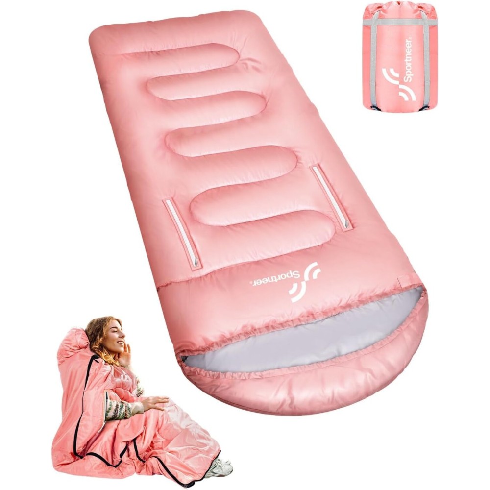 Sportneer 0 Degree Wearable Sleeping Bag for Adults & Kids - Walkable with Arm Zippers, Waterproof & Warm to 32F, Compact for Camping, Stadiums, Travel, Backpacking & Car Use