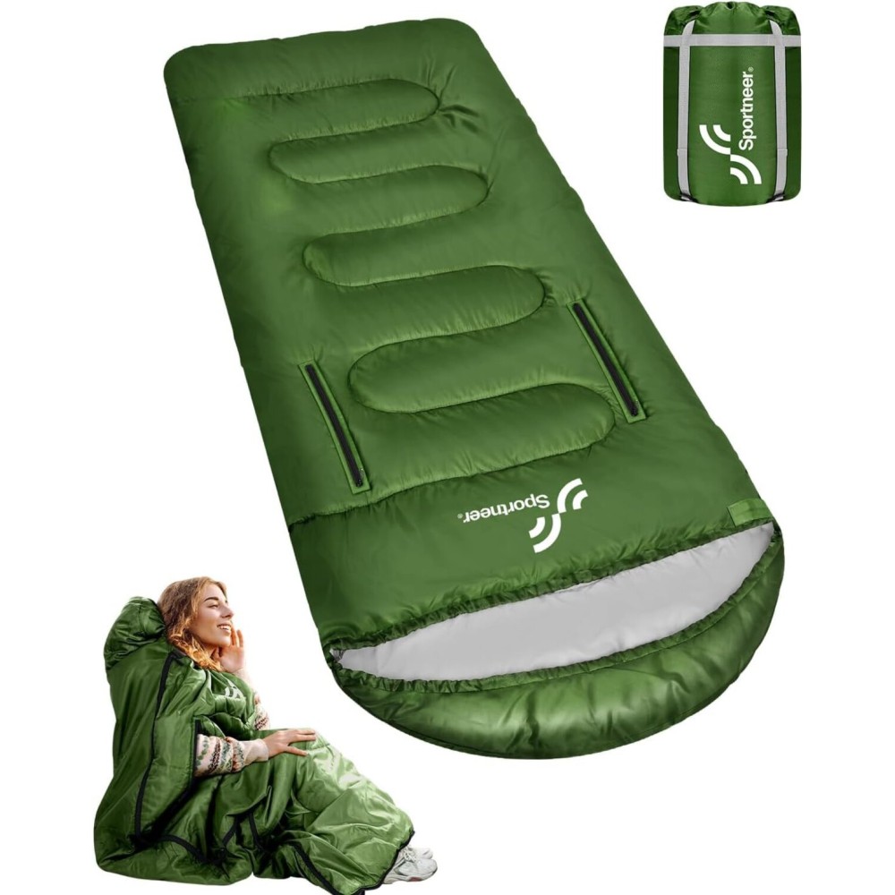 Sportneer 0 Degree Wearable Sleeping Bag for Adults & Kids - Walkable with Arm Zippers, Waterproof & Warm to 32F, Compact for Camping, Stadiums, Travel, Backpacking & Car Use
