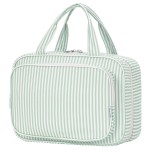 Narwey Striped Travel Toiletry Bag for Women Large Hanging Makeup Bag Organizer Toiletries Bag for Full Size Essentials Accessories Cosmetics (Mint Green Stripe (Large))