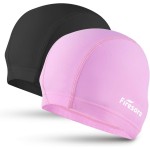 Firesara Fabric Swim Cap, High Elasticity Swimming Cap Keeps Hair Clean Breathable Fit Both Long Hair Short Hair, Swim Caps Woman Girls Men Kids One Size Hat Pink+Black