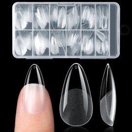 Ranrose Almond Nail Tips 240pcs Half Matte Full Cover False Nail Soft Gel Acrylic Nails Extension Tips 12 Sizes Press on Nails Home Salon DIY Gift for Women