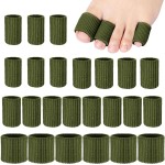Blulu 24 Pieces Toe Tubes 0.98 Inches Cushion Tube Corn Pads for Toes Sleeves Soft Gel Protectors for Cushions Corns Blisters Calluses 3 Size(Military Green,Assorted Sizes)