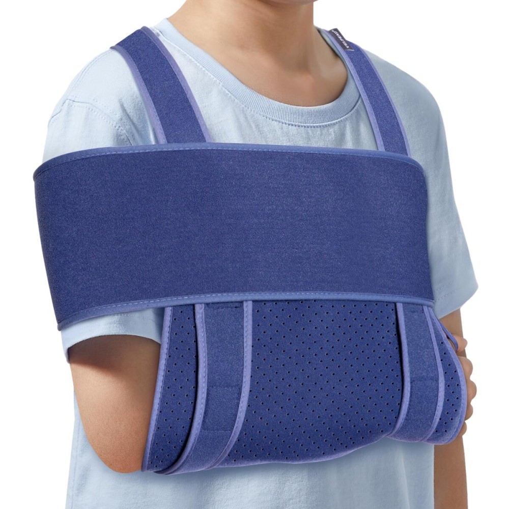 Velpeau Arm Sling for Sleep, Shoulder Immobilizer for Children, Boys, Girls - Very Soft Sling for Rotator Cuff Tear, Fractured, Dislocation, Broken, Postoperative, Fits Left & Right (Blue, XS: Bust 20-25)