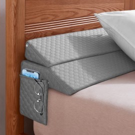 EUHAMS Full Size Bed Wedge Pillow - Bed Gap Filler Mattress Wedge Headboard Pillow - Fill The Gap (0-7) Between Headboard and Mattress for Sleeping Backrest Pillow (54x10x6 Grey)