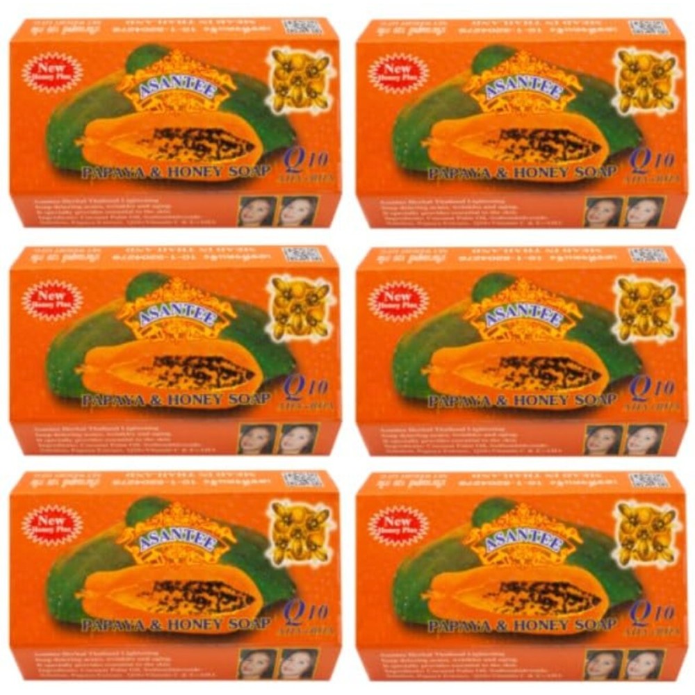 ASANTEE PAPAYA & HONEY Soap 4.40 Oz (Pack of 6)