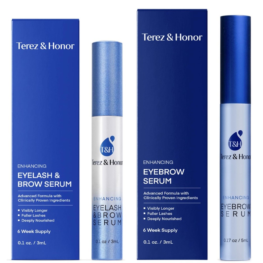 Natural Eyelash Serum with Eyebrow Serum Set - Boost Eyelash Growth Enhancer for Longer, Thicker, Fuller-Looking Lashes and Brows - Gentle & Effective Formular [3 mL + 5mL]