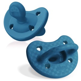 Chicco PhysioForma Luxe Orthodontic Pacifier, 16-24m | 100% Soft Silicone | Supports Breathing & Oral Development | Textured Shield & Handle | Includes Sterilizing Case | BPA Free | Ocean Blue, 2pk