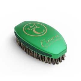 NEW Crown Quality Products Caesar 2.0 Boar Bristle Hairbrush, Medium Soft, Old Money Green with Metallic Gold Logo - Non-Slip Grip, Wet or Dry Use, Waterproof Design