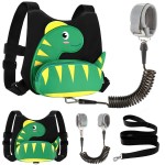 Accmor Toddler Harness Leash + Anti Lost Wrist Link, Cute Dinosaur Kids Harness with Leash, Mini Child Harness Leash Wristband Tether Protector for Baby Boys Girls Age1-3 Years Old to Outdoor Travel