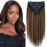 Mihugass Yaki Straight Clip ins Real Human Hair Extensions For Women Highlight Hair Extensions Yaki Straight Clip in Hair Extensions(12inch,T1BP1B/30)
