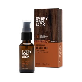 Every Man Jack Men\'s Beard Oil - Aged Bourbon Fragrance - Deeply Moisturizes and Softens Your Beard and Adds a Natural Shine - Naturally Derived with Shea Butter and Argan Oil - 1 fl oz