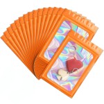 ANZNKU 100 Pack Mylar Bags Reasealable Holographic Bags, Smell Proof Bag Zipper Pouches with Clear Window, Jewelry Candy Sealable Bag for Packaging Sample Party Favor (Orange, 7.1 x 10.2 Inch)