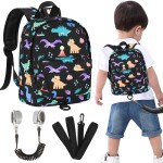 Accmor Toddler Backpack with Leash, Cute Dinosaur Kids Backpack + Anti Lost Wrist Link, Mini Child Backpack Leash Baby Walking Harness for Outdoor Travel, Adorable Backpack Tether for Boys Age 1-3