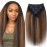 Mihugass Kinky Straight Clip in Hair Extensions Real Human Hair For Women Highlight Hair Extensions Kinky Straight Clip ins (14inch,T1BP1B/30)