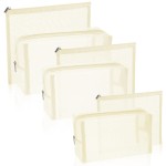 Boao 6 Pieces Mesh Makeup Bags Mesh Cosmetic Bag Portable Travel Organizing Zipper Pouch Toiletries Makeup Pouches for Home Office Travel Accessories(Beige)