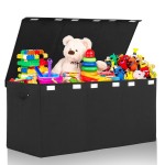 Extra Large Toy Box 167L, Sturdy Toy Storage Chest Organizer Bin Baskets with 2 Removable Divider for Boys, Girls, Kids, Nursery, Bedroom, Playroom, 35.5x17 x17 (Linen Black)