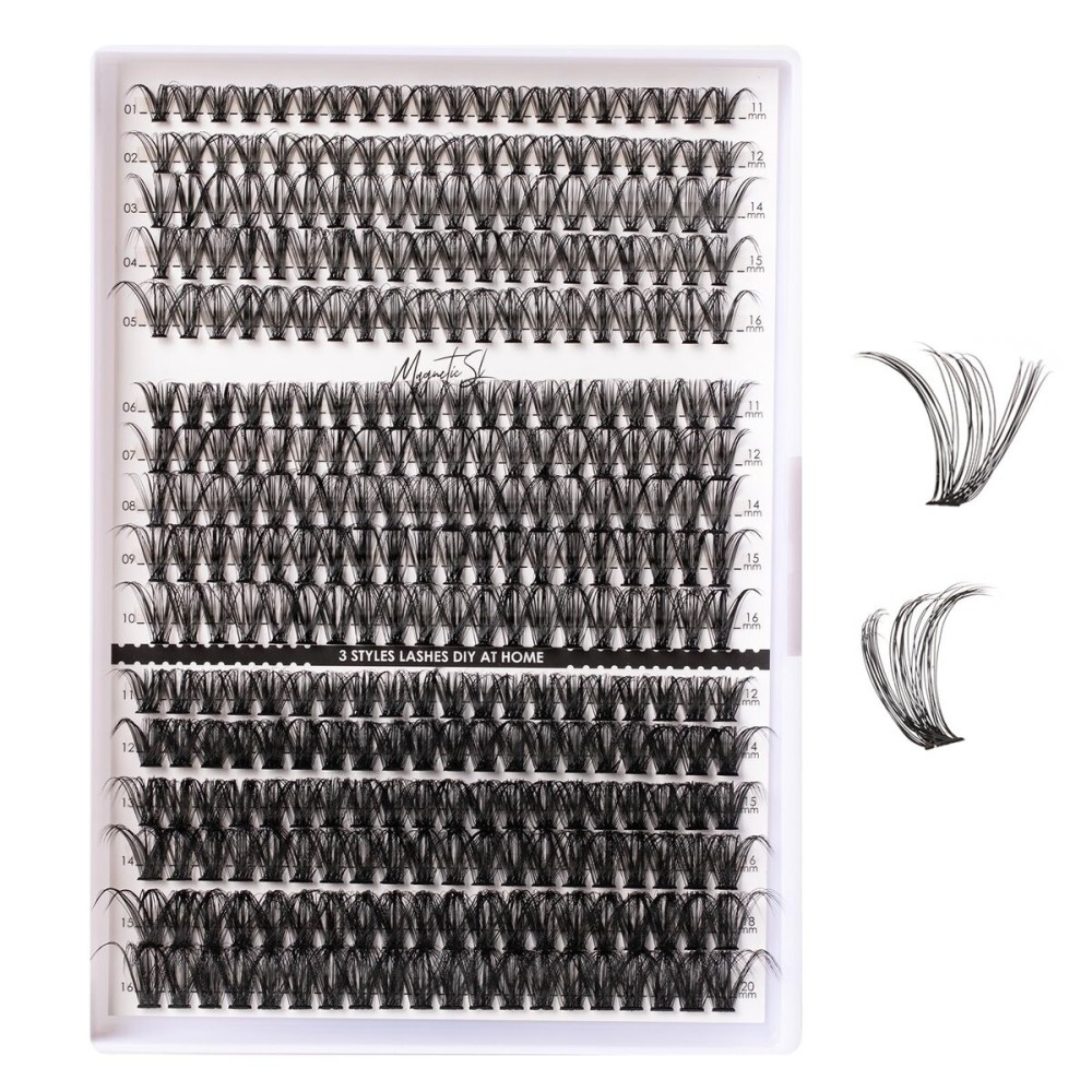 Lash Clusters 320pcs Individual Lashes 30D&40D&60D DIY Lash Extensions D-Curl Lash Clusters False Eyelashes Natural Look 11-20mm Mix Cluster Eyelash Extensions EASY TO USE (30D+40D+60D-0.07D)