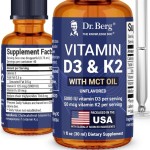 Dr. Berg Maximum Strength Vitamin D3 K2 Liquid Drops with MCT Oil - 5,000 IU Liquid Vitamin D3 with K2 - Supports Strong Bones, Heart, Energy, Immunity, and Overall Vitality* - Unflavored 1 Fl Oz