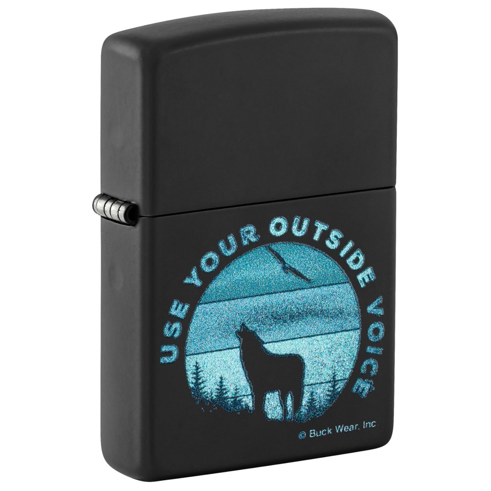 Zippo Buck Wear Use Your Outside Voice Design Black Matte Pocket Lighter