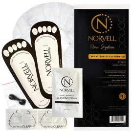Norvell Spray Tan Accessory Kits - Tanning Essentials Single-Use Kits with Spray Tan Feet Pads, Hair Nets, Nose Filters, Eye Protectors & Blending Cream - (10 Single-Use Kits)