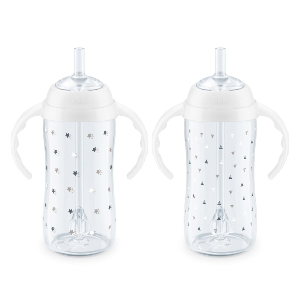 NUK Learner Straw Cup, 10oz, 2-Pack - Toddler Sippy Cup with Soft Straw for Easy Drinking, Suitable for Ages 8 Months and Up, Timeless Collection