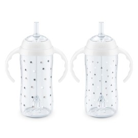 NUK Learner Straw Cup, 10oz, 2-Pack - Toddler Sippy Cup with Soft Straw for Easy Drinking, Suitable for Ages 8 Months and Up, Timeless Collection