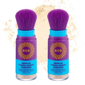 BOB KIDS SPF 30 Brush On Mineral Powder Sunscreen, Broad Spectrum Protection, Water Resistant 80 Mins, Fragrance Free, Easy to Apply for Kids & Babies, Mfg in USA, 2-Pack