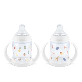 NUK Learner Cup, 6+ Months, Fun Fruits and Animals, Amazon Exclusive Collection, 5 Oz, Pack of 2 - BPA Free, Soft Spout, Spill Proof Sippy Cup