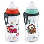 NUK Active Sippy Cup, 10 oz, 2 Pack, Disney\'s Cars, Lightning McQueen, BPA-Free, Spill-Proof, Transition Cup