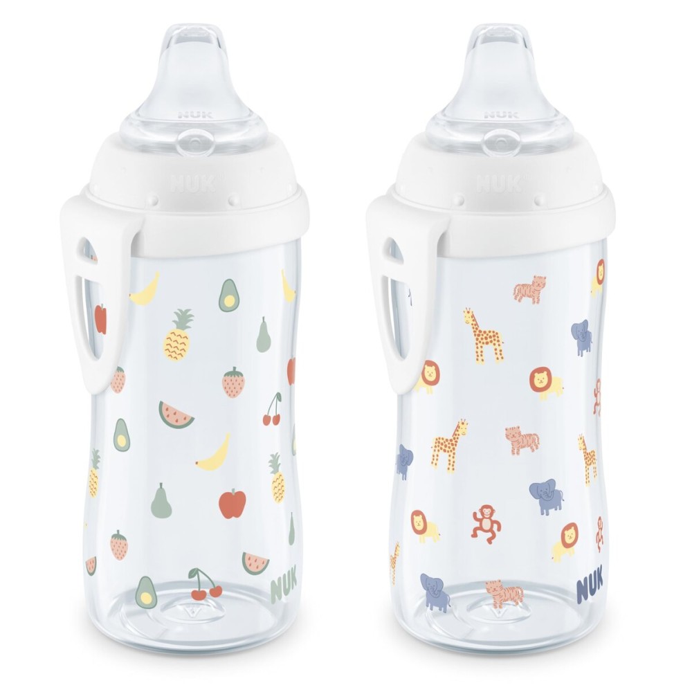 NUK Active Cup, Fun Fruits and Animals, Amazon Exclusive Collection, 10 Oz, Pack of 2 - BPA Free, Spill Proof Transition Sippy Cup