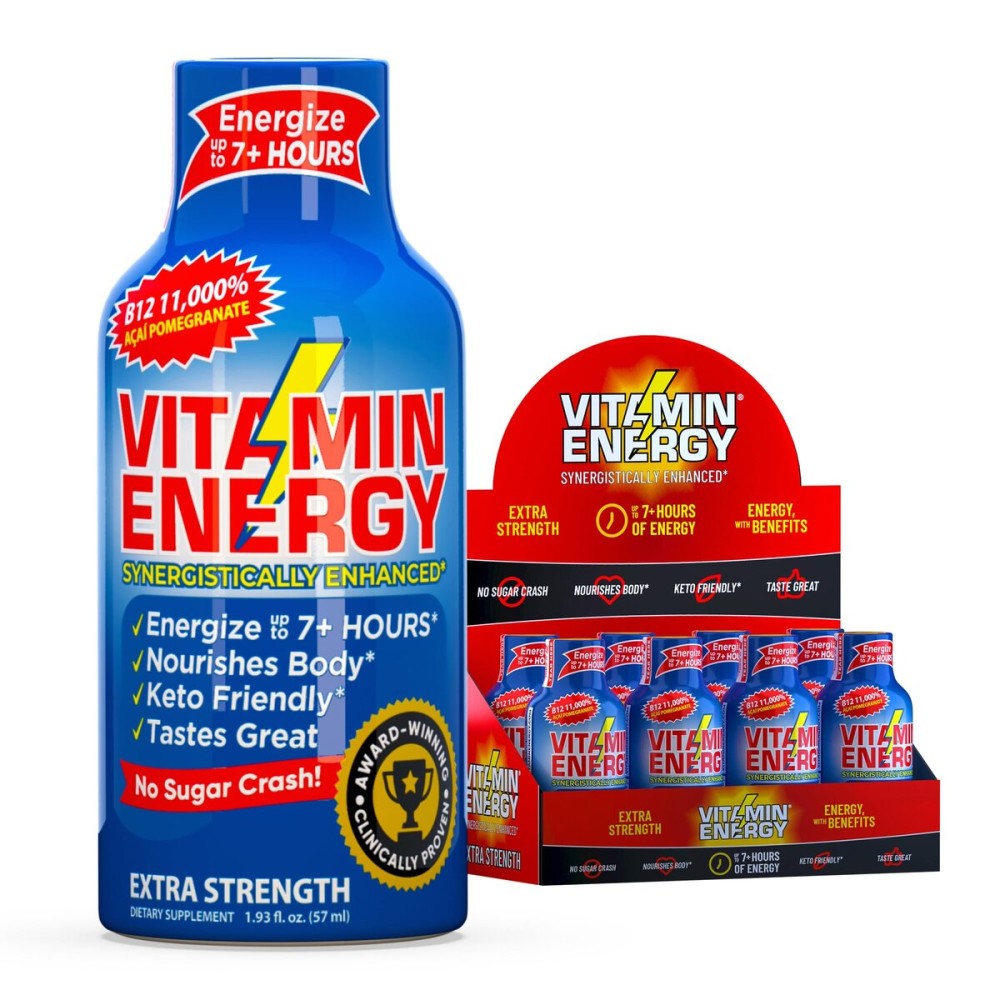 Vitamin Energy B12 11,000% Extra Strength Energy Shot Aa Pomegranate 8 Pack, 260mg Natural Caffeine, B12 & B6, Nootropic Focus, Vitality, Zero Sugar, Gluten-Free, Vegan, Kosher, 1.93 fl oz