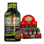 Vitamin Energy Workout+ Extra Strength Energy Shot Sour Apple 8 Pack, 260mg Natural Caffeine, Pre-Workout, B-Vitamins, Minerals, Endurance & Performance, Zero Sugar, Gluten-Free, Vegan, 1.93 fl oz
