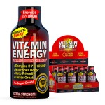 Vitamin Energy Workout+ Extra Strength Energy Shot Berry 8 Pack, 260mg Natural Caffeine, Pre-Workout, B-Vitamins, Minerals, Endurance & Performance, Zero Sugar, Gluten-Free, Vegan, 1.93 fl oz