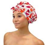 GRACE & COMPANY Luxury Shower Cap For Women - 100% Waterproof, Reusable, Washable & Breathable Shower Caps - Cara Cara