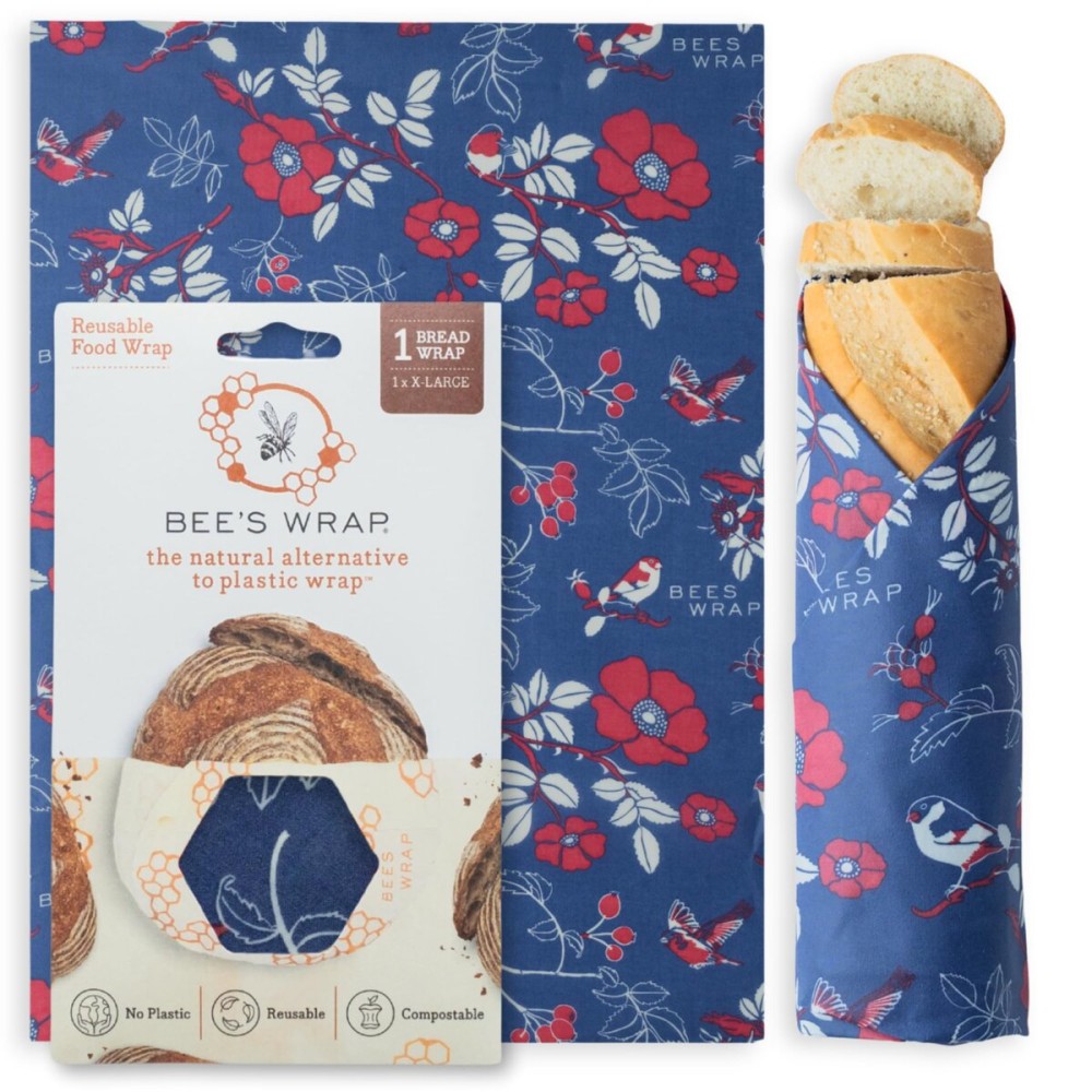 Bee\'s Wrap Beeswax Wraps for Food - Bread Wrap - Made in USA Reusable Bread Storage Bags - Organic & Eco-Friendly Alternative to Aluminum Foil, Sourdough Bags & Plastic Wrap, Botanical