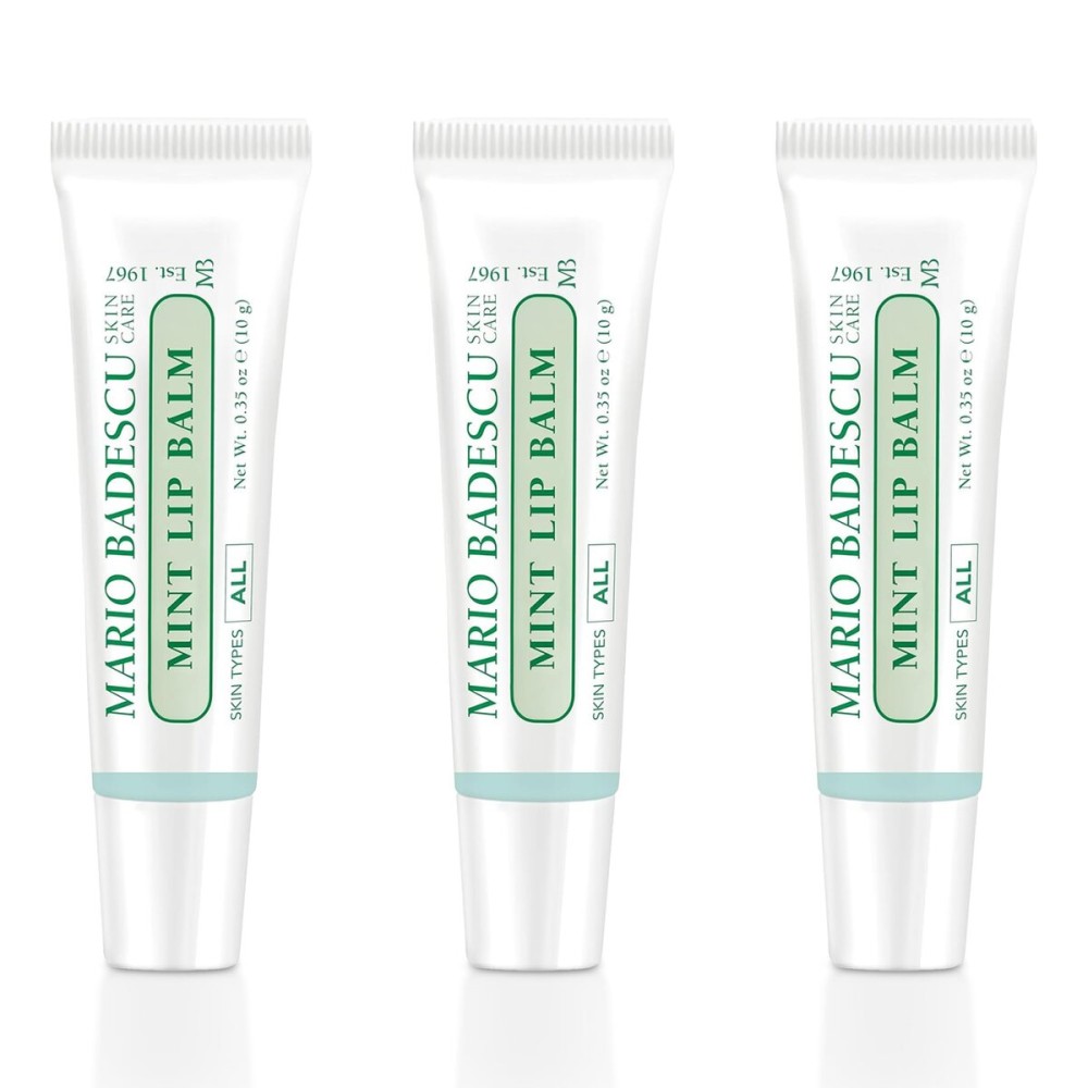Mario Badescu Moisturizing Mint Lip Balm for Dry Cracked Lips, Infused with Coconut Oil and Shea Butter, Ultra-Nourishing Lip Care Moisturizer for Soft, Smooth and Supple Lips, 3 Pack
