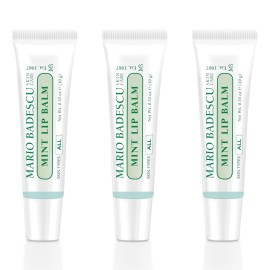 Mario Badescu Moisturizing Mint Lip Balm for Dry Cracked Lips, Infused with Coconut Oil and Shea Butter, Ultra-Nourishing Lip Care Moisturizer for Soft, Smooth and Supple Lips, 3 Pack