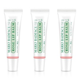 Mario Badescu Moisturizing Rose Lip Balm for Dry Cracked Lips, Infused with Coconut Oil and Shea Butter, Ultra-Nourishing Lip Care Moisturizer for Soft, Smooth and Supple Lips, 3 Pack
