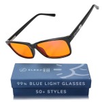 Sleep ZM Blue Light Blocking Glasses for Women + Men - Better Sleep + Anti Eye Strain Protection - Computer Screens & Gaming - Black Elite - 99% Night-time Amber Lens