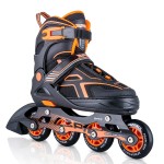 2PM SPORTS Torinx Green Boys Adjustable Inline Skates, Fun Beginner Roller Skates for Kids, Youth, Girls, Men and Women (Orange, Large - Youth (4-7 US))