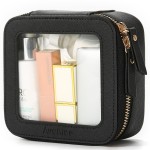 Aveniee Mini Clear Makeup Bag, Small Cosmetic Bags Travel Toiletry Pouch Organizer, TSA Approved Make up Case with Zipper, Car Bag for Essentials,Black