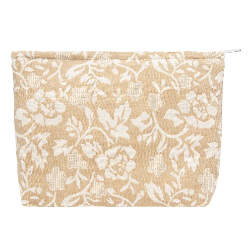 PAZIMIIK Makeup Bag Large Cotton Zipper Pouch for Purse Travel Canvas Make Up Organizer for Women Cosmetic,Rose Linen